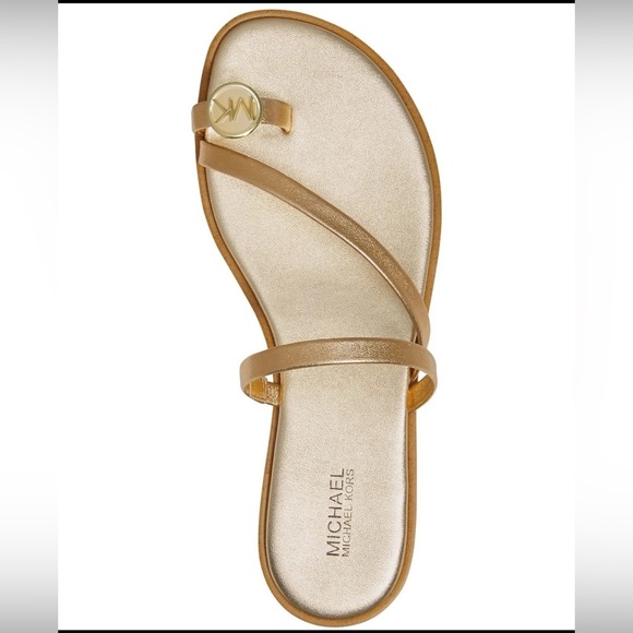 Michael KORS LETTY ICONIC MK LOGO TOE RING SEXY POOL SLIDES SANDALS - Picture 1 of 8